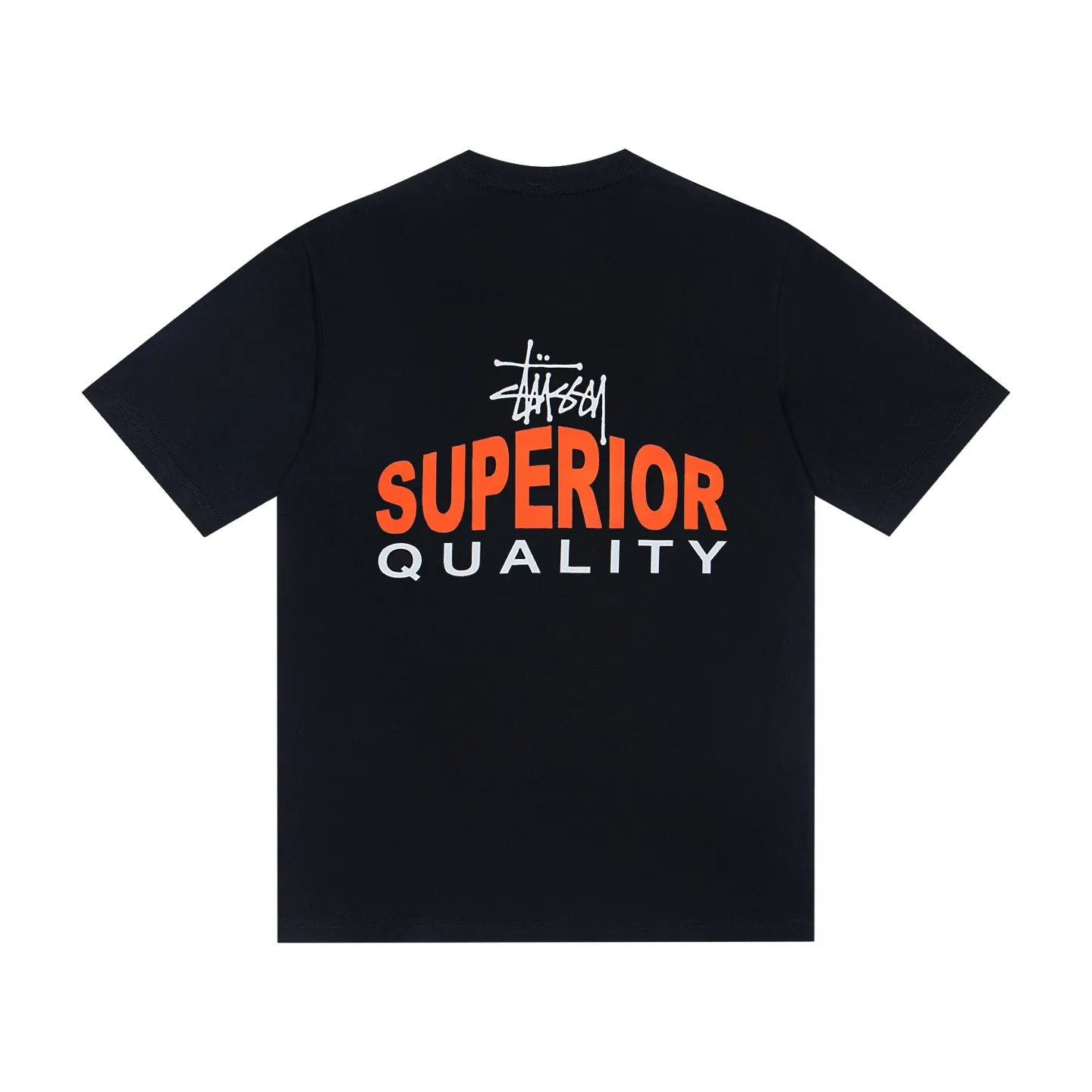 XY 139# P55 （ Quality ） Stussy SUPERIOR QUALITY TEE logo Versatile T Same Style ：Black White Size：S M L XL ： 260 ：